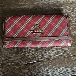 Burberry Blue Label Red and Brown Plaid Full Size Wallet